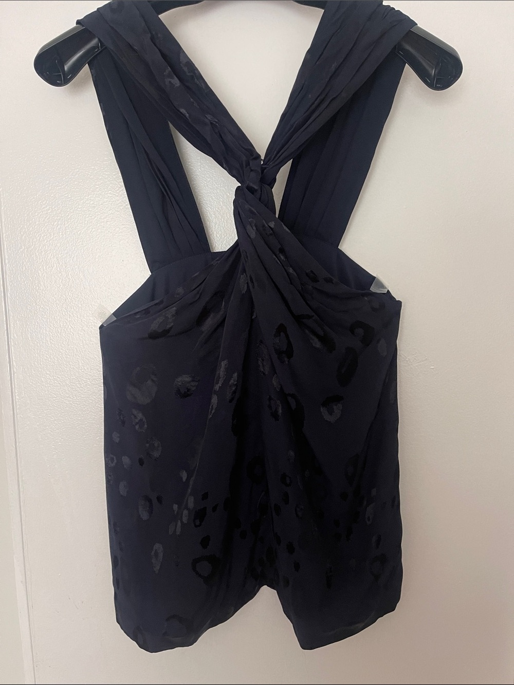 Alexis Navy Sleeveless halter top with Twist Strap Detail